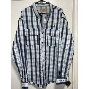 Realtree Long Sleeve‎ Vented Fishing Shirt Blue Plaid Men's Size 2XL